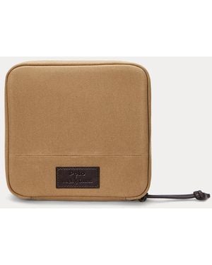 Polo Ralph Lauren Leather-Trim Padded Canvas Pouch - Brown