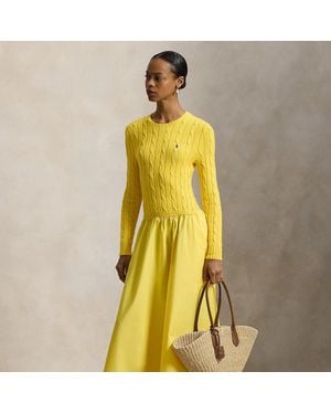Polo Ralph Lauren Cable-Knit Bodice Cotton Dress - Yellow