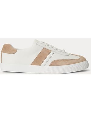 Ralph Lauren Two-Tone Braylee Leather & Suede Trainer - Natural