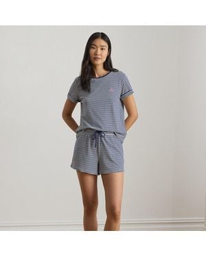 Ralph Lauren Gestreepte Jersey Pyjama Met Boxershort - Blauw