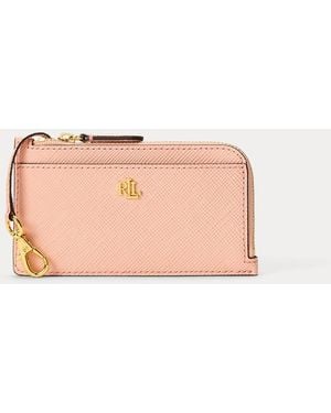 Ralph Lauren Textured Leather L-Zip Card Case - Pink