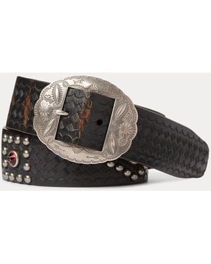 RRL Studded Leather Belt - Black