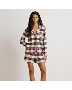 Ralph Lauren Pijama Corto De Sarga Con Cuadros - Rojo