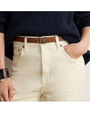Ralph Lauren Logo Reversible Embossed Skinny Belt - Blue