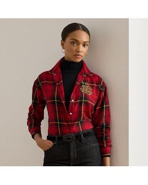 Ralph Lauren Relaxed-Fit Karohemd Mit Perlenlogo - Rot