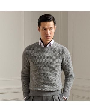 Ralph Lauren Textured Herringbone Cashmere Jumper - Grey