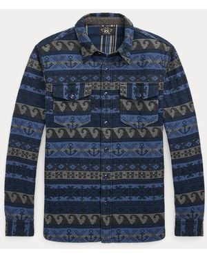 RRL Double-Faced Jacquard Workshirt - Blue