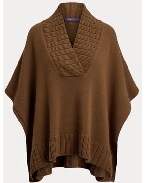 Ralph Lauren Cashmere Jersey Jumper Cape Top - Brown