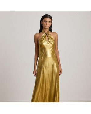 Ralph Lauren Ralph Lauren Paisley Metallic Georgette Halter Gown