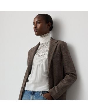 Ralph Lauren Hailey Tick-Weave Wool Jacket - Gray