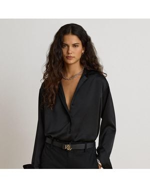 Ralph Lauren Relaxed Fit Satin Charmeuse Shirt - Black