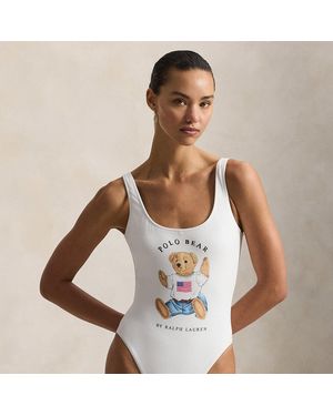 Polo Ralph Lauren Polo Bear One-Piece Swimsuit - White