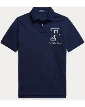 Polo Ralph Lauren Classic Fit Letterman Mesh Polo Shirt - Blue