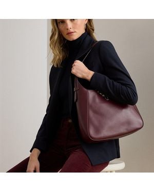 Ralph Lauren Borsa a spalla Tanner grande in pelle - Viola