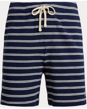 Polo Ralph Lauren Gestreepte Ajour-Jersey Short Van 15 Cm - Blauw