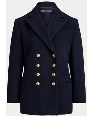 Polo Ralph Lauren Zweireihiger Blazer Aus Wollmelton - Blau