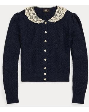 RRL Cardigan a trecce lavorato a pointelle - Blu