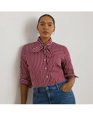 Ralph Lauren Ralph Lauren Classic Fit Striped Charmeuse Shirt - Red