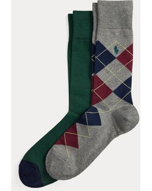 Polo Ralph Lauren Due paia di calze lunghe motivo Argyle - Verde