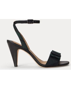 Ralph Lauren Gracy Bow-Trim Watch Plaid Sandal - Black