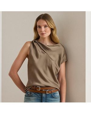 Ralph Lauren Charmeuse Asymmetrical Blouse - Brown