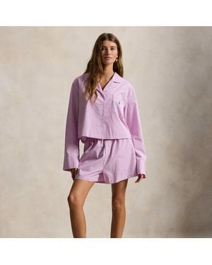 Polo Ralph Lauren Crop Top & Boxer Poplin Pyjama Set - Purple