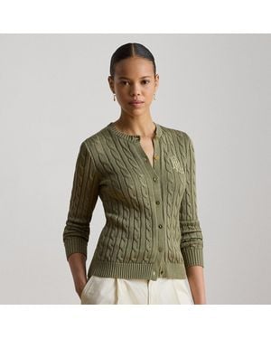 Ralph Lauren Cable-Knit Cotton-Blend Cardigan - Green