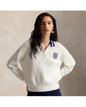 Polo Ralph Lauren Wimbledon Cotton Polo-Collar Jumper - White