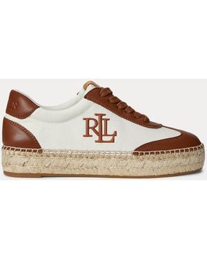Ralph Lauren Luize Canvas & Nappa Espadrille Trainer - Brown