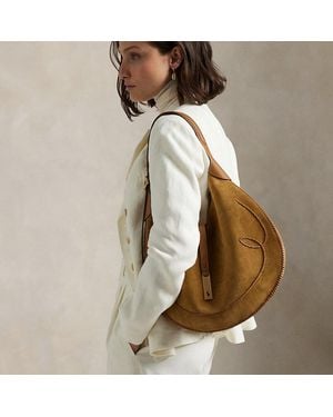 Polo Ralph Lauren Polo Id Suede Western Large Shoulder Bag - Natural