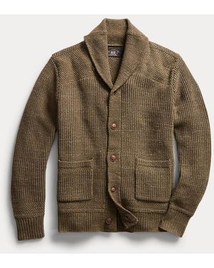RRL Cotton-wool Shawl-collar Cardigan - Brown