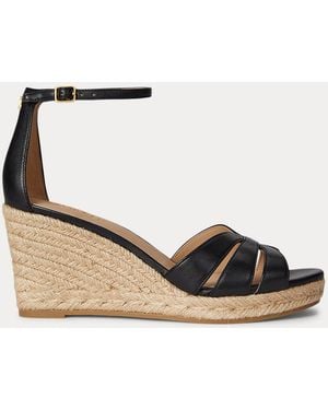Ralph Lauren Nellie Nappa Leather Espadrille - Black