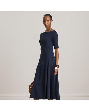Ralph Lauren Boat-Neck Jersey Midi Dress - Blue