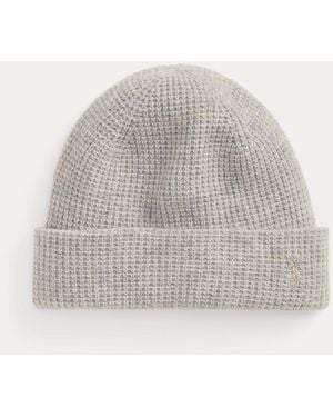 Ralph Lauren Waffle-Knit Wool-Cashmere Beanie - Gray