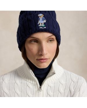 Ralph Lauren Golf Polo Bear Cable-Knit Beanie - Blue