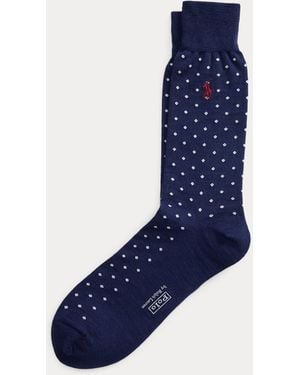 Ralph Lauren Polka-Dot Wool-Blend Trouser Socks - Blue