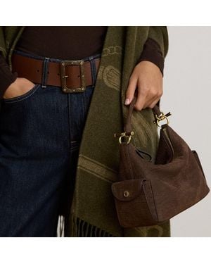 Ralph Lauren Small Blaike Croc-Embossed Shoulder Bag - Brown