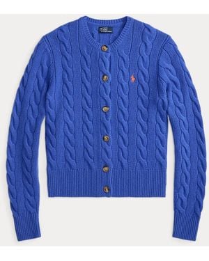 Polo Ralph Lauren Kabelgebreid Wol-Kasjmier Vest - Blauw