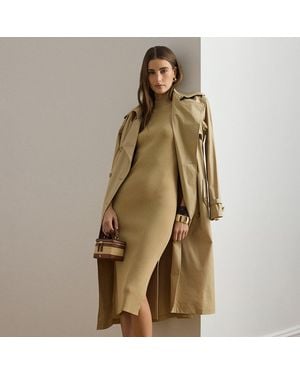 Ralph Lauren Ribbed Sleeveless Mockneck Sweater Dress - Natural