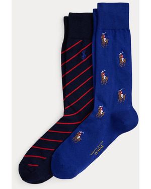 Polo Ralph Lauren 2-Pack Sokken Met Strepen En Pony - Blauw