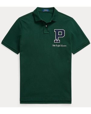 Polo Ralph Lauren Classic Fit Letterman Mesh Polo Shirt - Green