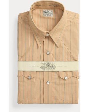 RRL Slim Fit French Cuff Western Shirt - Natural