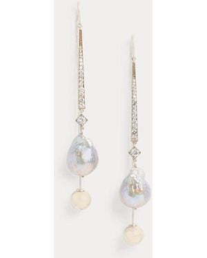 Ralph Lauren Pendientes Con Cristales Y Perlas - Blanco