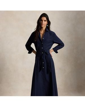 Polo Ralph Lauren Cotton Canvas Tie-Waist Shirt Dress - Blue
