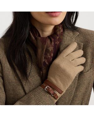 Ralph Lauren Lambskin-Trim Wool-Blend Tech Gloves - Brown