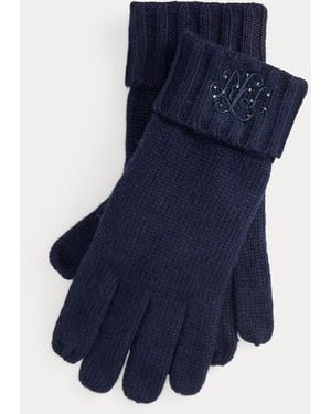 Ralph Lauren Guanti ricamati con logo - Blu