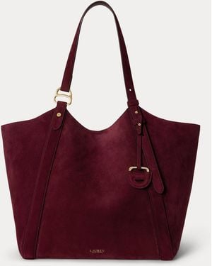 Ralph Lauren Sheep-Suede Large Tasha Tote Bag - Red