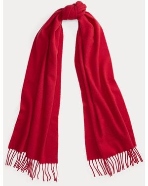 Ralph Lauren Wool-Cashmere Herringbone Scarf - Red