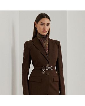 Ralph Lauren Glen Plaid Belted Wool-blend Blazer - Brown