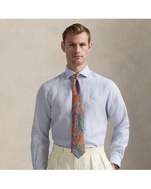Polo Ralph Lauren Custom Fit Striped Linen Shirt - Blue